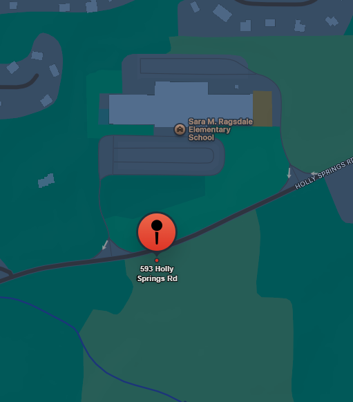 Map showing 593 Holly Springs Rd, Rockmart, GA 30153 near Sara M. Ragsdale Elementary School