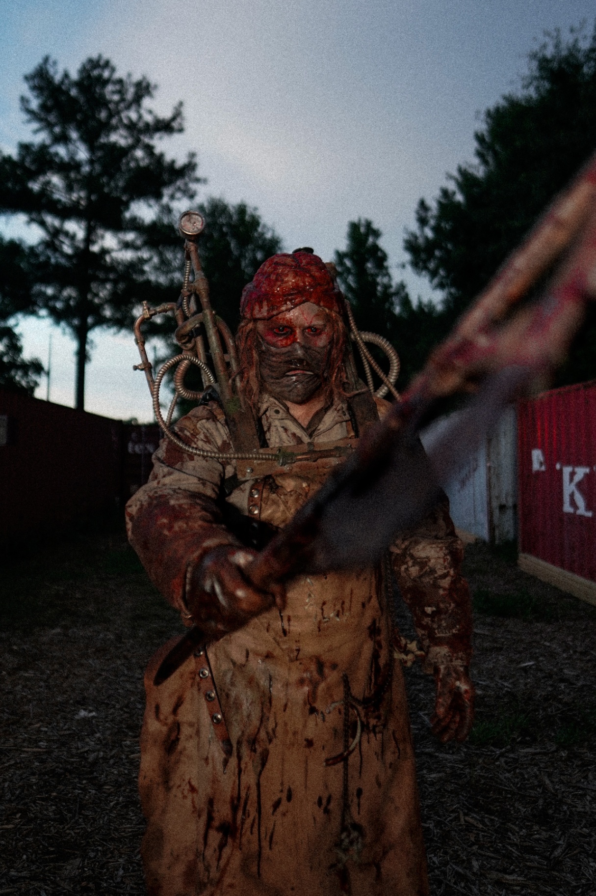 Mortem swinging a bloody blade